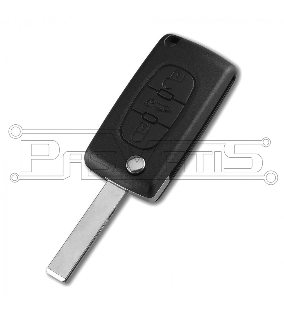 HU83 3 button flip remote case (trunk-with battery place)for Peugeot