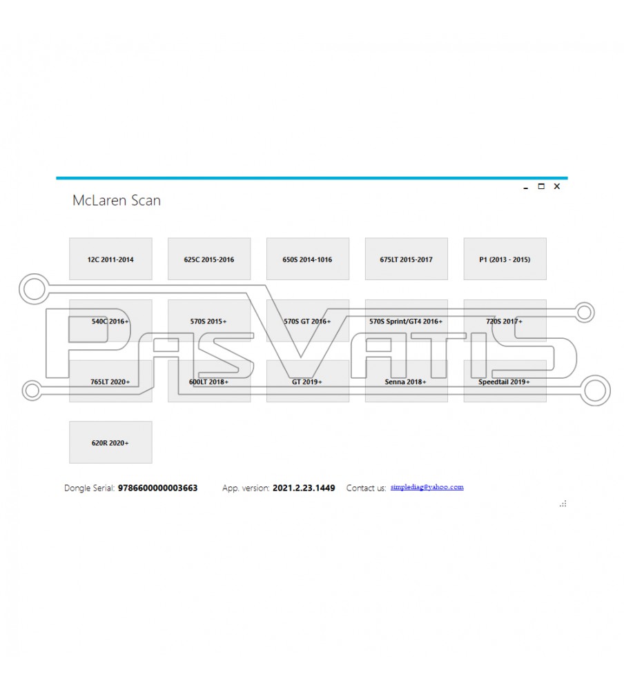 McLaren Automobile diagnostics 1 x VIN